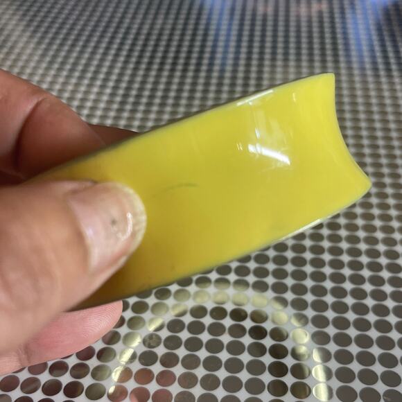 Vintage Metal Yellow Hinged Heavy Bangle Bracelet Gold Trim B#18 - Picture 4 of 10